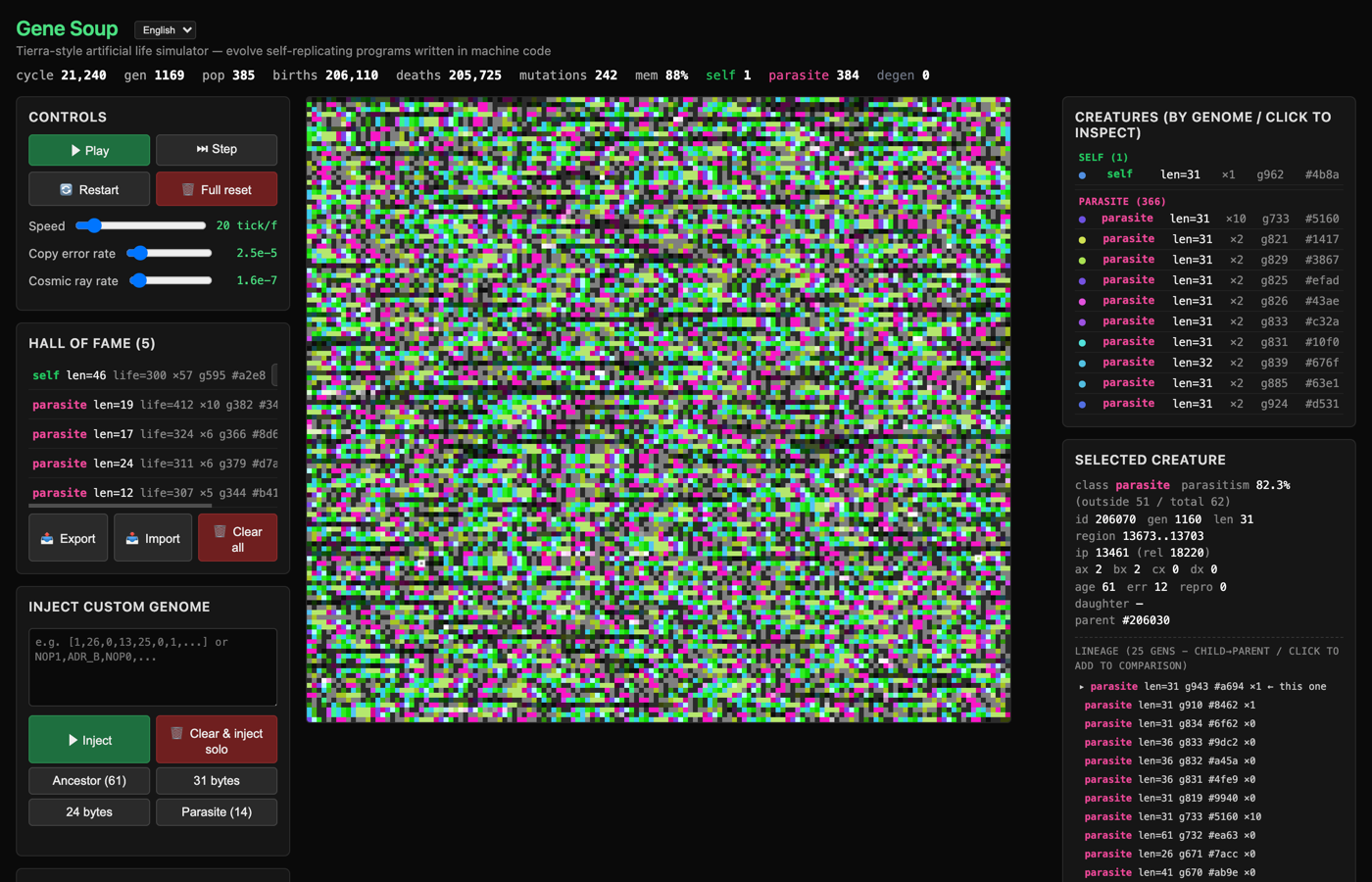 Gene Soup — Tierra-style Artificial Life Simulator